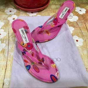 Jimmy Choo Floral Thongs Wedges